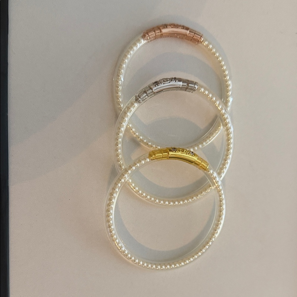 BudhaGirl THREE QUEENS ALL WEATHER BANGLES® (AWB®) - WHITE PEARL size small